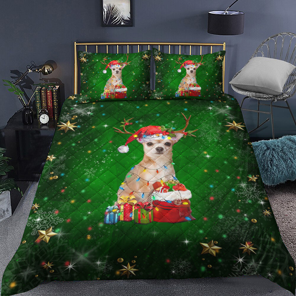 Chihuahua Christmas Light Quilt Bedding Set MT2909005