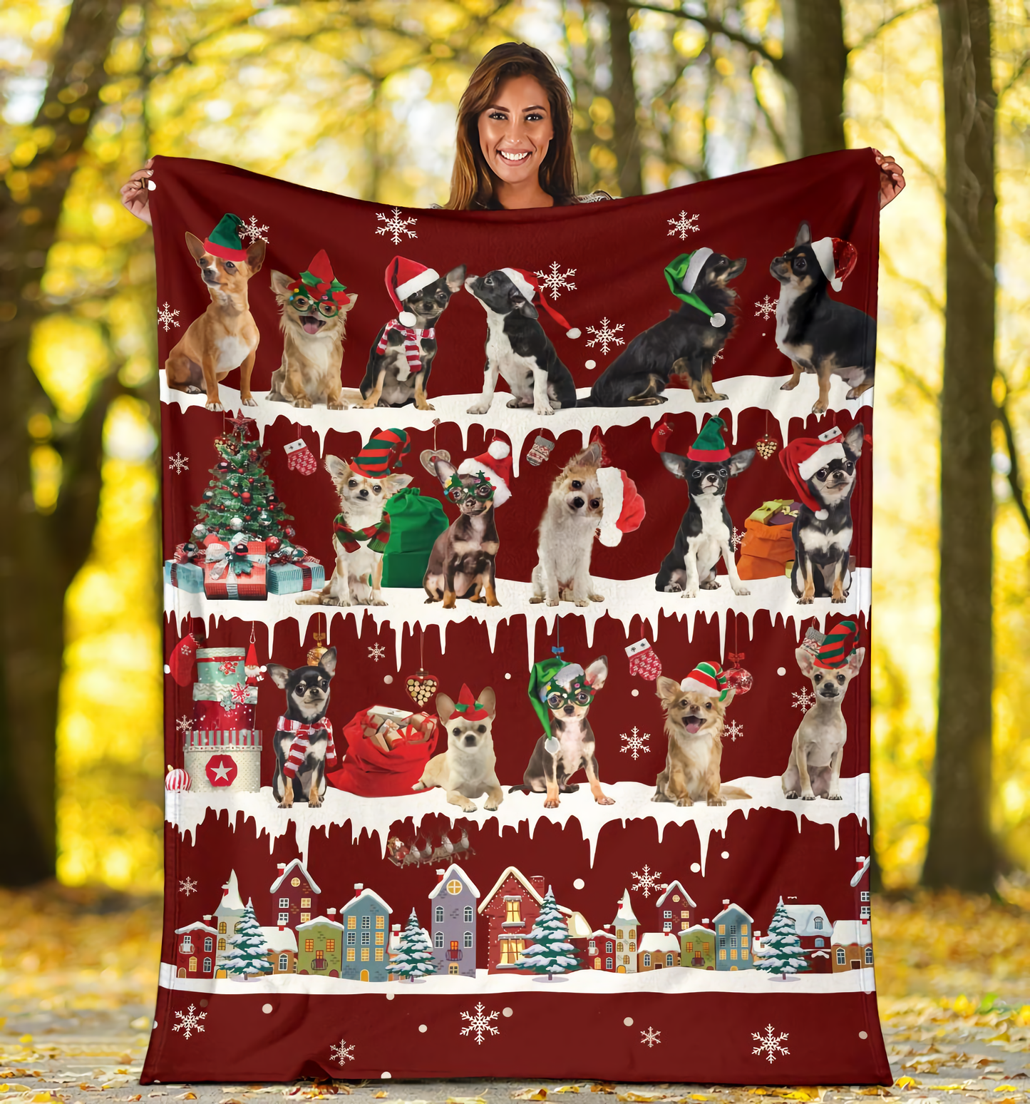 Chihuahua Christmas Sherpa Fleece Blanket CLH191004