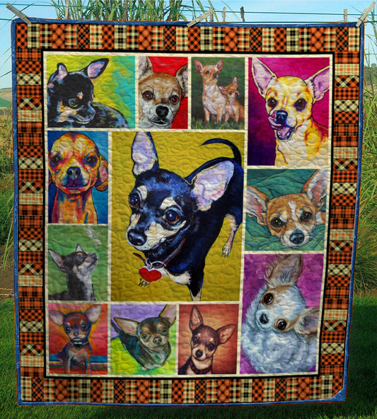Chihuahua Dog CL28100412MDQ Quilt Blanket