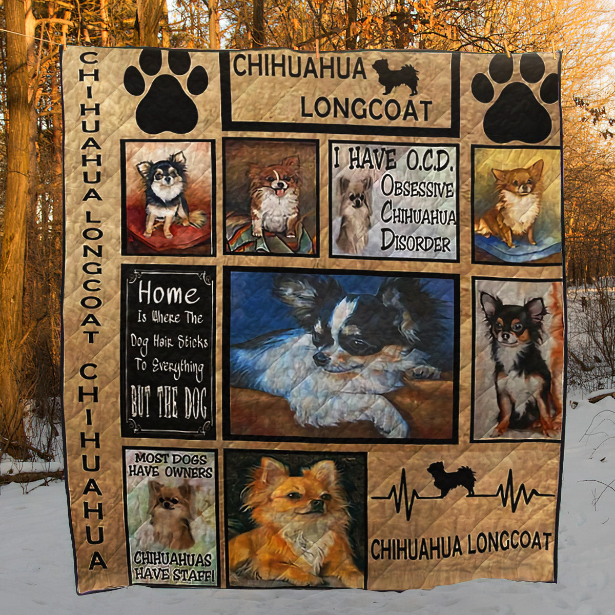 Chihuahua Longcoat CL09100089MDQ Quilt Blanket