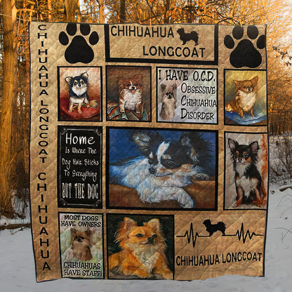 Chihuahua Longcoat CL09100089MDQ Quilt Blanket