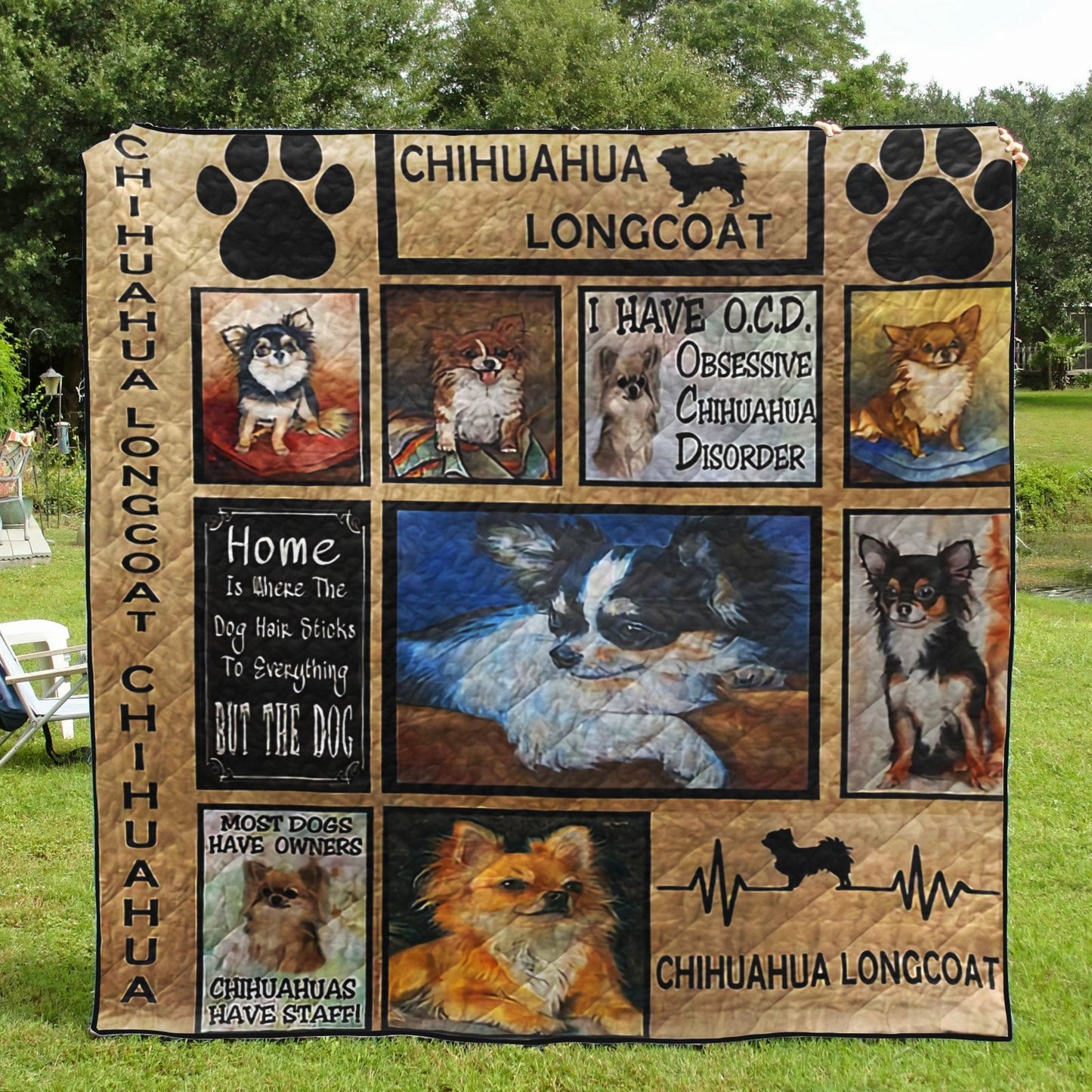 Chihuahua Longcoat CL09100089MDQ Quilt Blanket