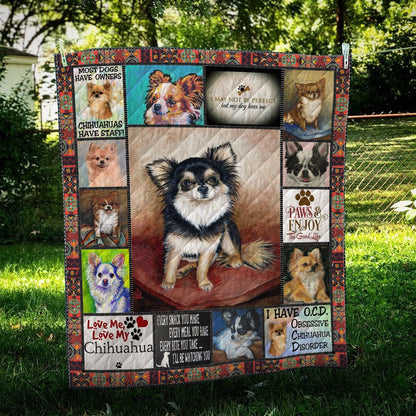 Chihuahua Longcoat Enjoy CL09100088MDQ Quilt Blanket