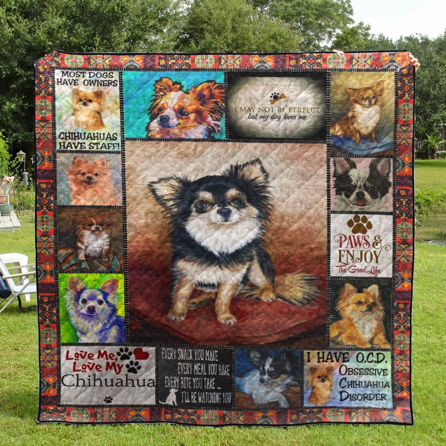 Chihuahua Longcoat Enjoy CL09100088MDQ Quilt Blanket