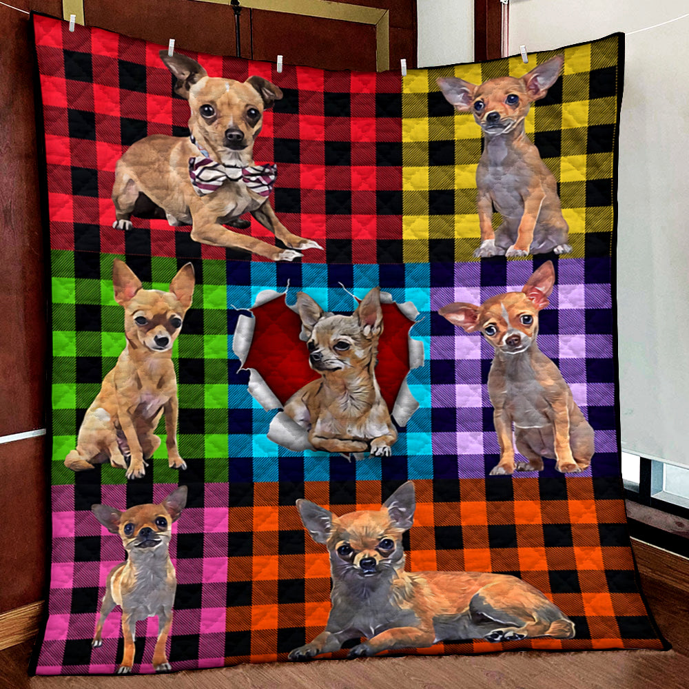 Chihuahua Plaid Quilt Blanket MN281004