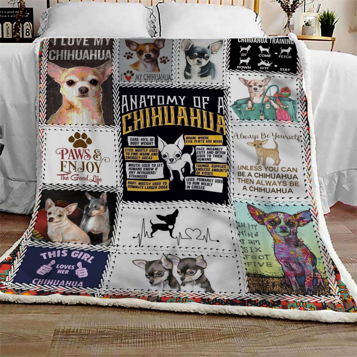 Chihuahua Anatomy CL10100090MDF Sherpa Fleece Blanket