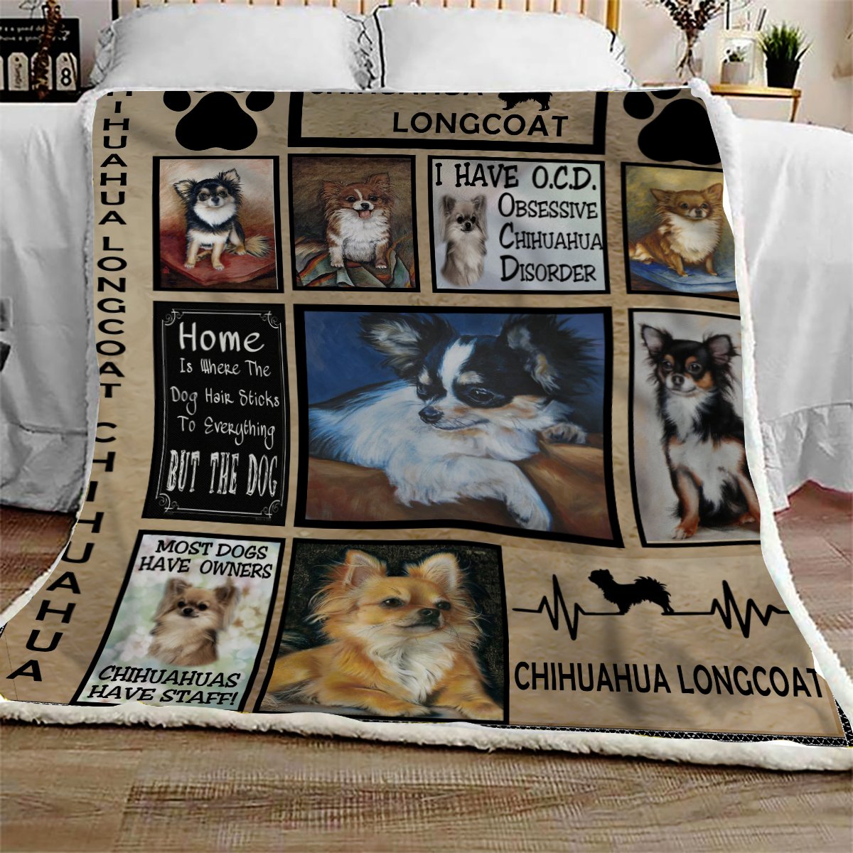 Chihuahua Longcoat CL09100098MDF Sherpa Fleece Blanket