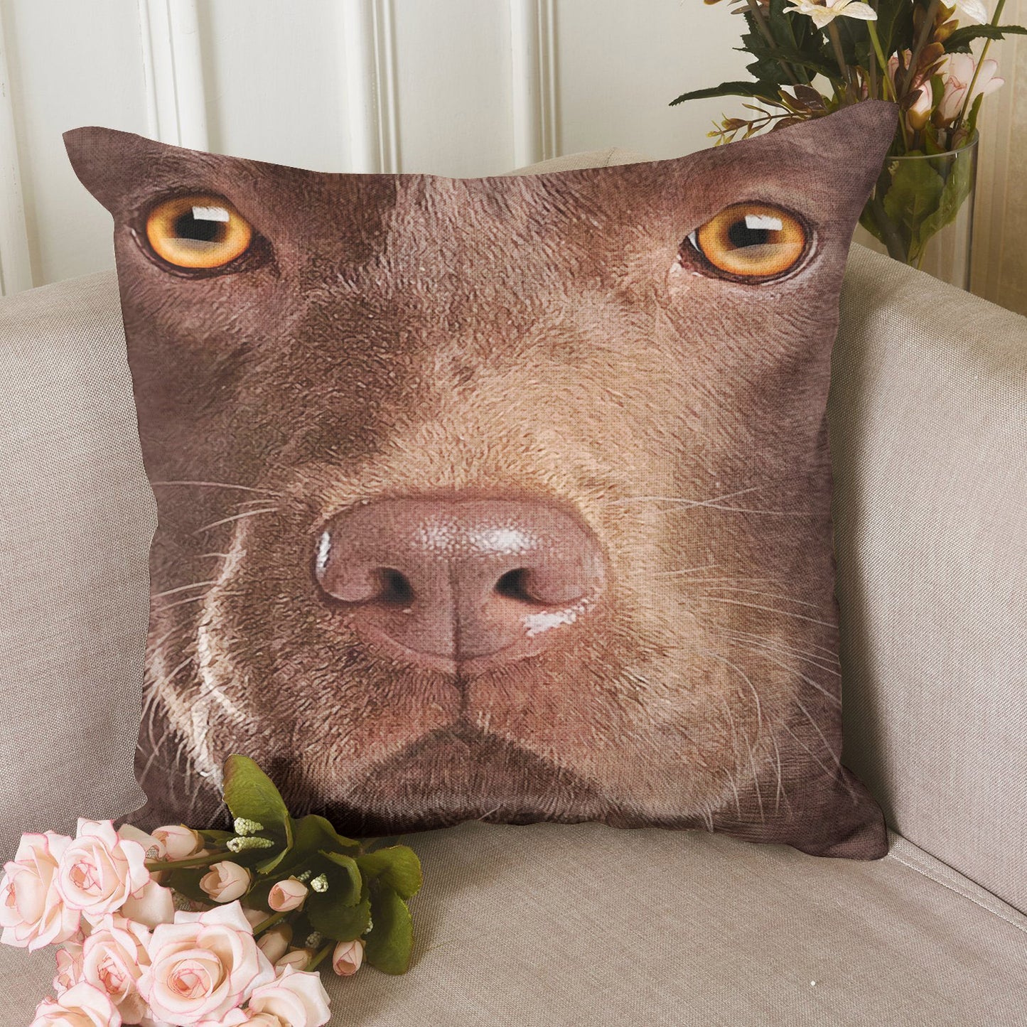 Chocolate Lab Face CLH2110084P Throw Pillow Covers