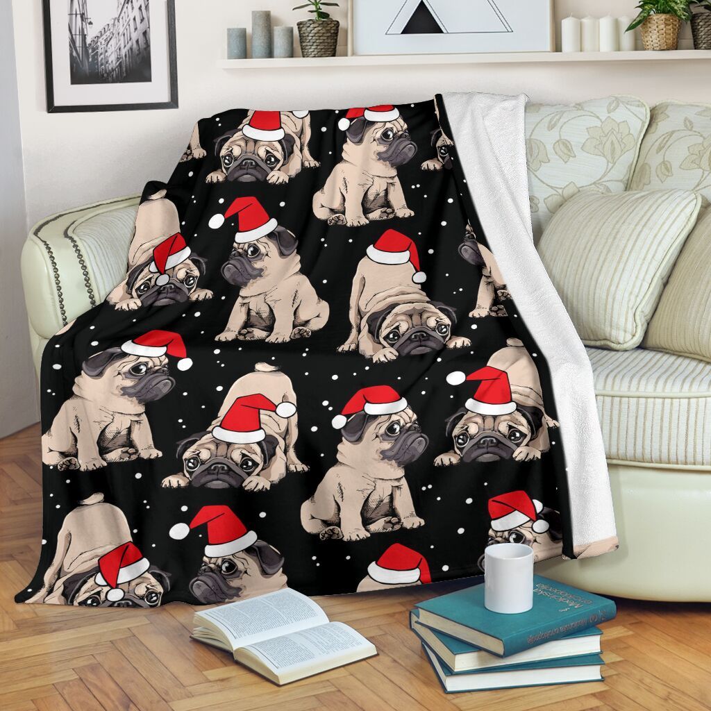 Christmas Pug Dog CL05110128MDF Sherpa Fleece Blanket