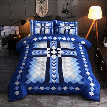 Christian Cross Blue Duvet Cover Bedding Sets HN010602MB