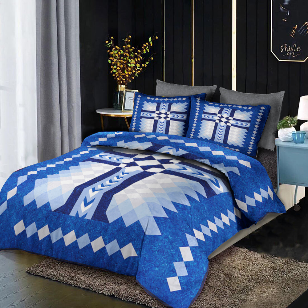 Christian Cross Blue Duvet Cover Bedding Sets HN010602MB