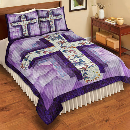 Christian Cross Butterfly Quilt Bedding Set TL100603QS