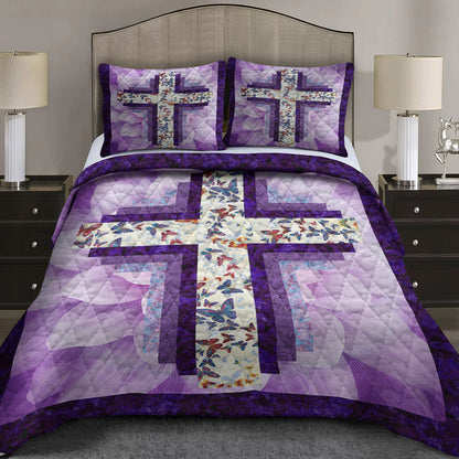 Christian Cross Butterfly Quilt Bedding Set TL100603QS