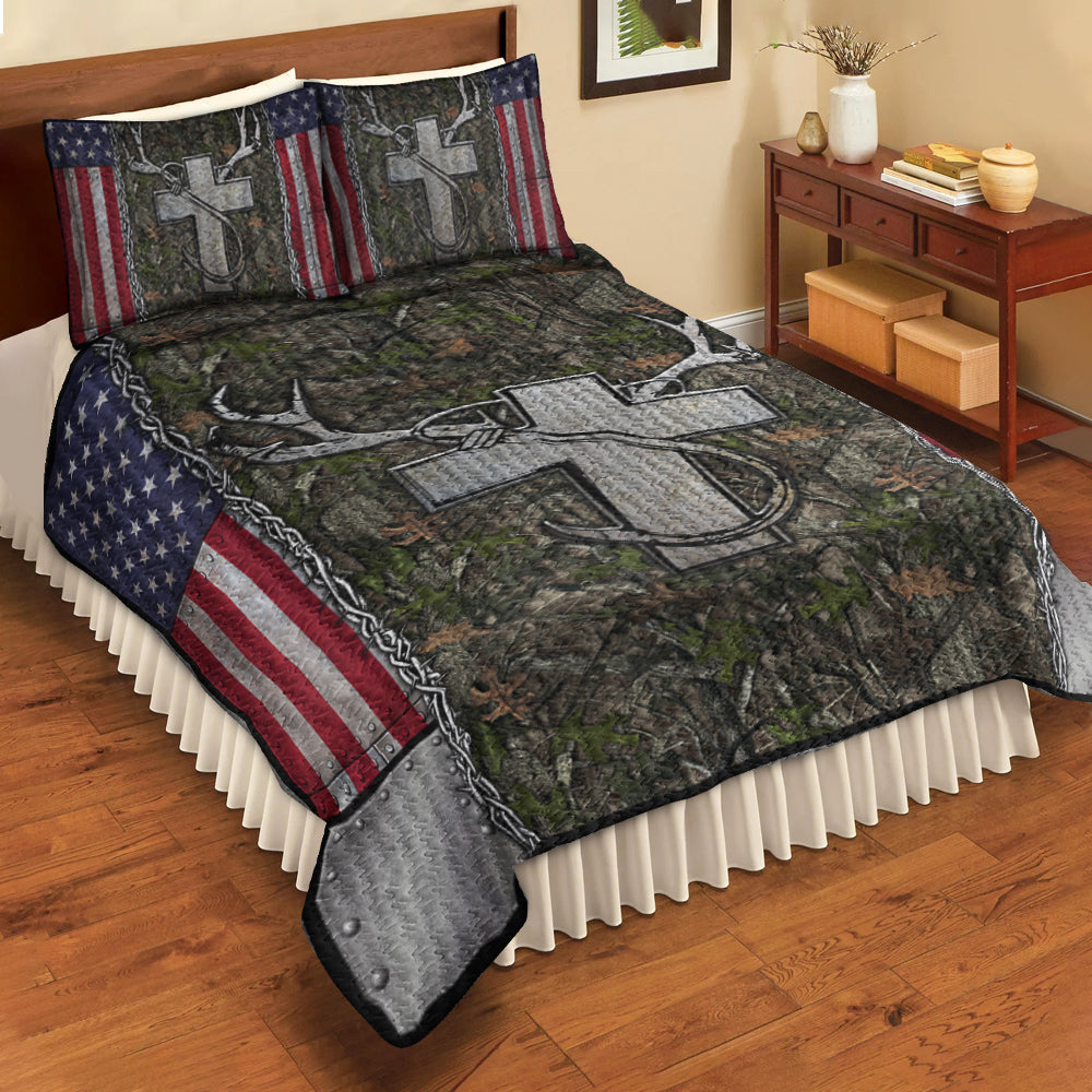 Christian Cross Fishing Quilt Bedding Set TL150604QS