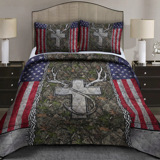 Christian Cross Fishing Quilt Bedding Set TL150604QS