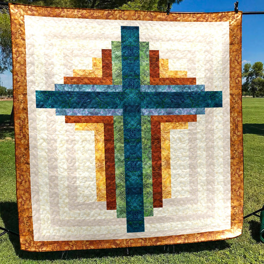 Christian Cross Flower Quilt Blanket HN070602M