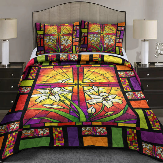 Christian Cross Joyful Quilt Bedding Set TL060602QS