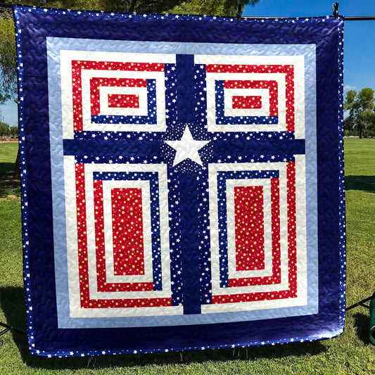 Christian Cross Patriotic Quilt Blanket HN090603M