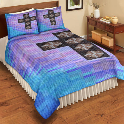 Christian Cross Risen Quilt Bedding Set MT060603AQBS