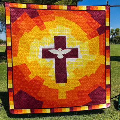 Christian Cross Spirit of Pentecost Quilt Blanket MT070602A