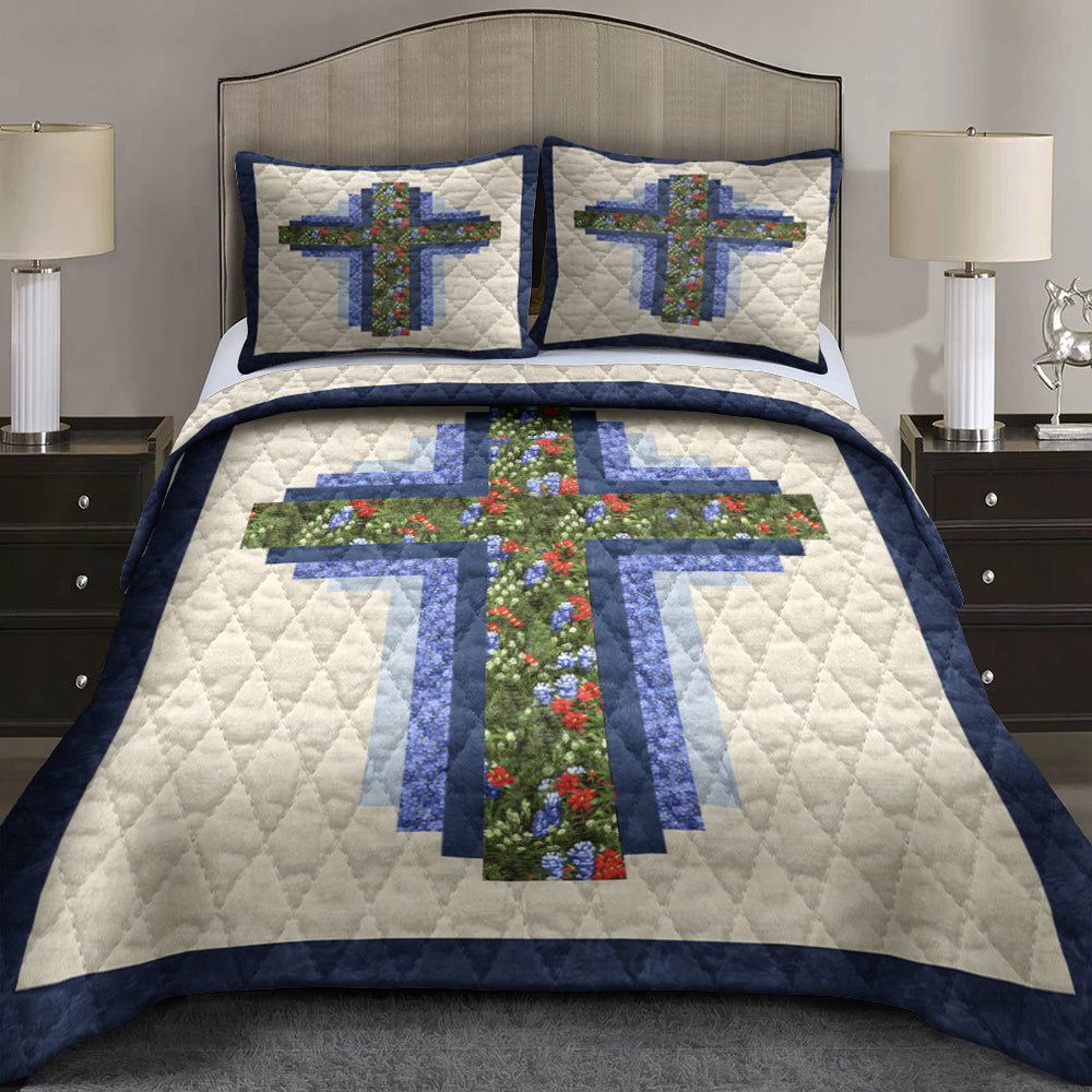 Christian Hope of Texas Cross Quilt Bedding Set MT060602AQBS