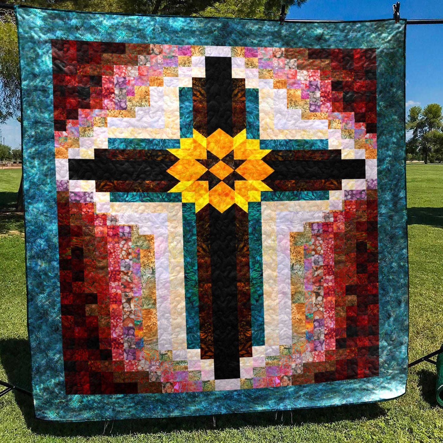 Christian Painted Cross Quilt Blanket MT070601A