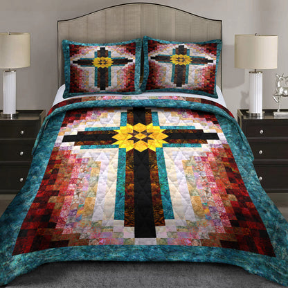 Christian Painted Cross Quilt Bedding Set MT070601AQBS