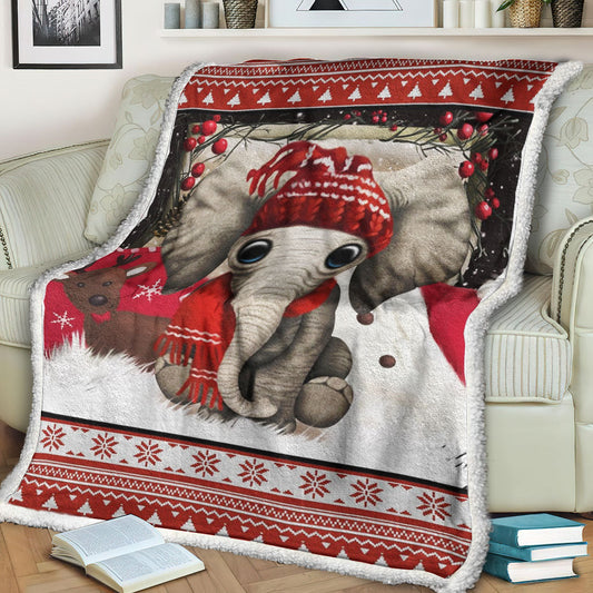 Christmas Elephant ND141003 Sherpa Fleece Blanket