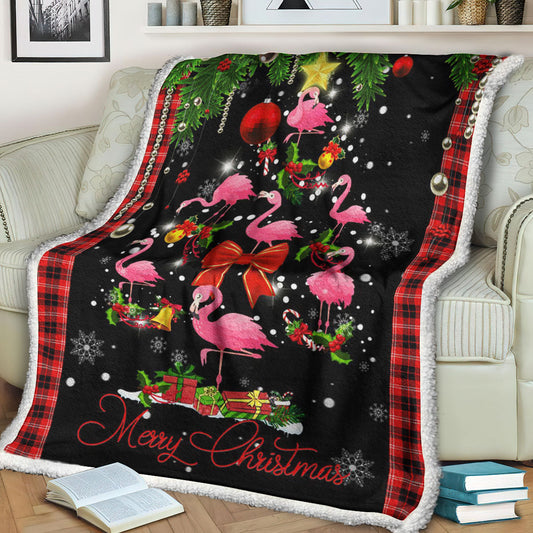 Christmas Flamingo ND141004 Sherpa Fleece Blanket