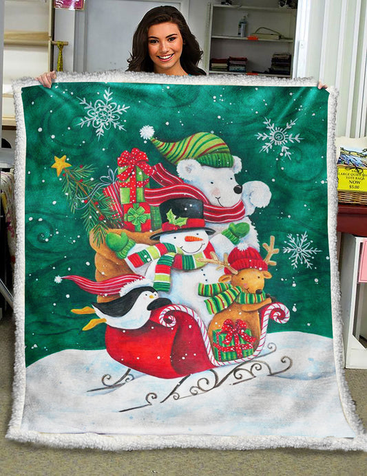 Christmas Friends ND201002 Sherpa Fleece Blanket