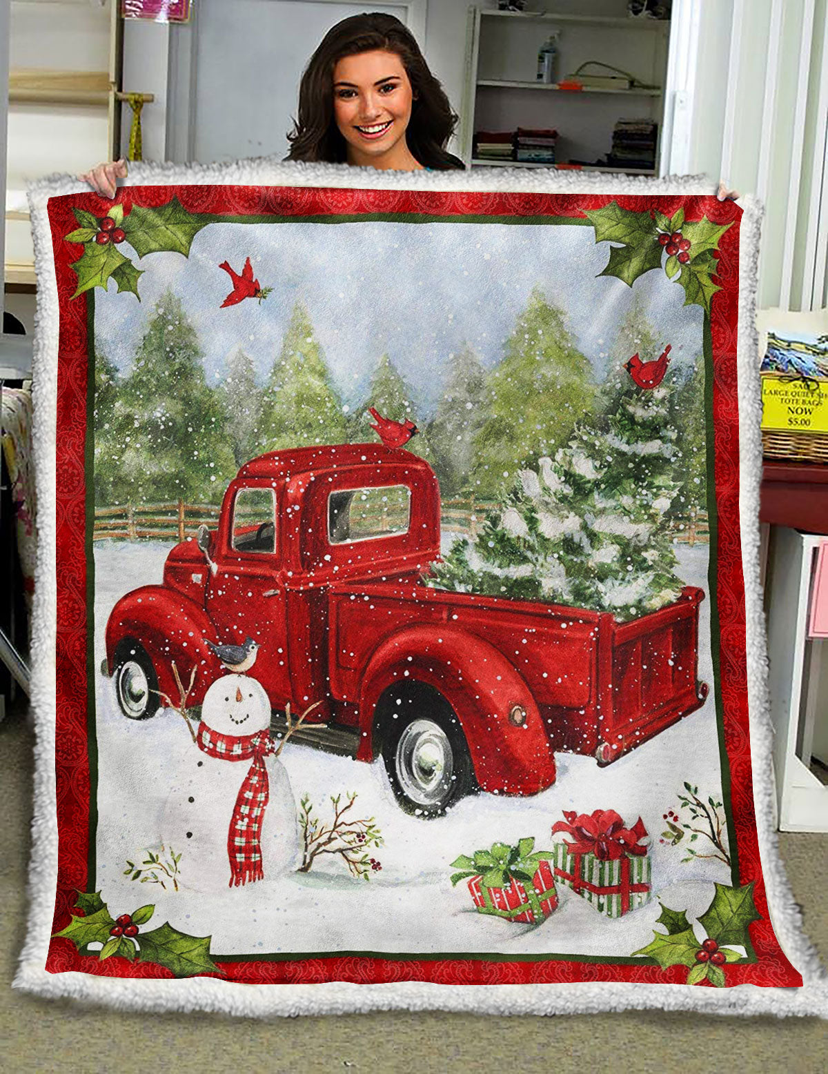 Christmas Red Truck ND161003 Sherpa Fleece Blanket