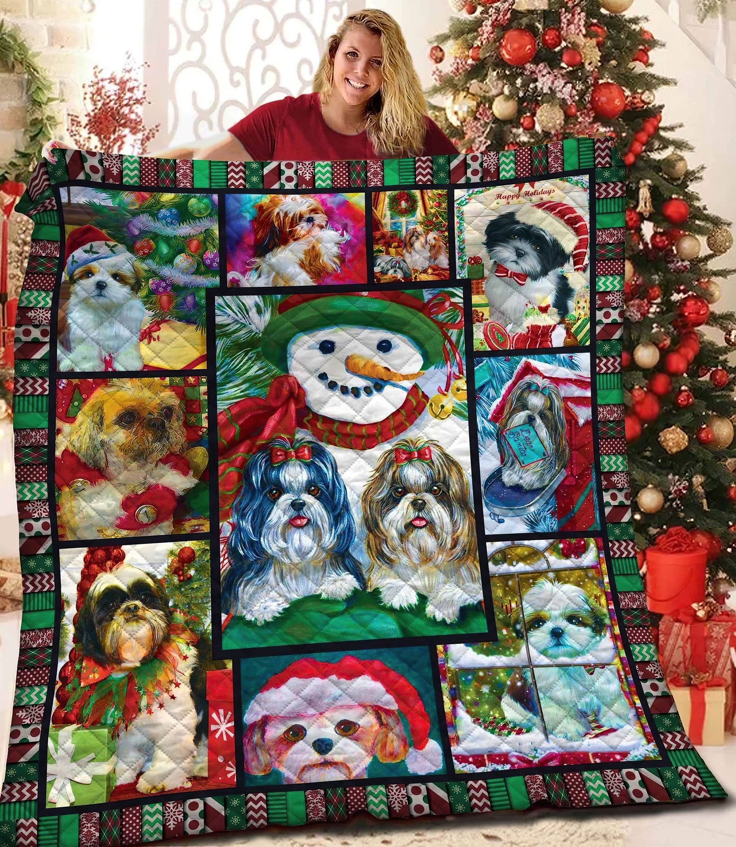 Christmas Shih Tzu ND261002 Quilt Blanket