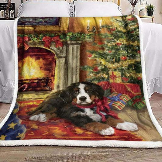 Christmas Bernese Mountain Dog DN1910038F Sherpa Fleece Blanket