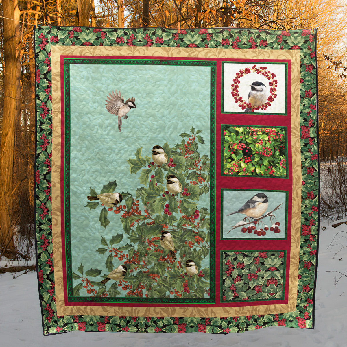 Christmas Bird CLA1110074Q Quilt Blanket