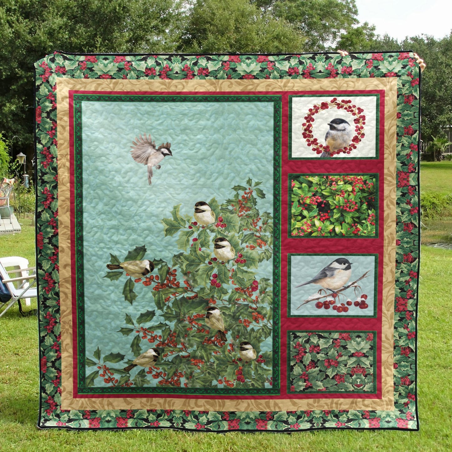 Christmas Bird CLA1110074Q Quilt Blanket