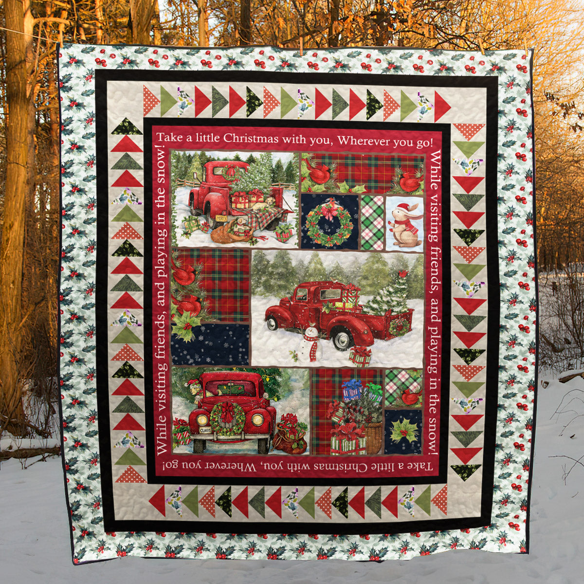 Christmas Car CLA2110116Q Quilt Blanket