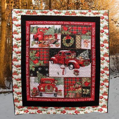 Christmas Car CLA2210124Q Quilt Blanket