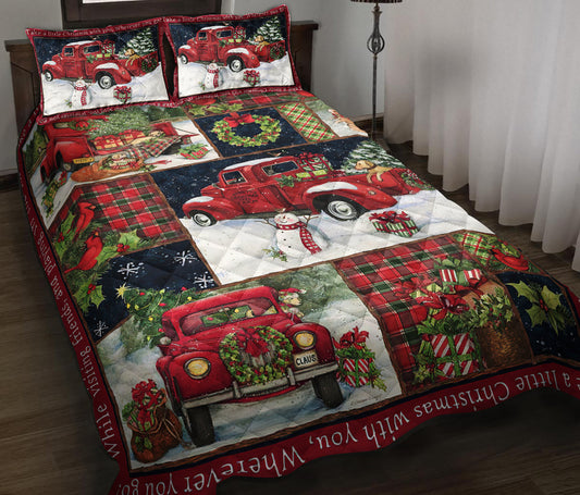 Christmas Car Snowman Cardinal Rabbit Quilt Bedding Set HM0909004