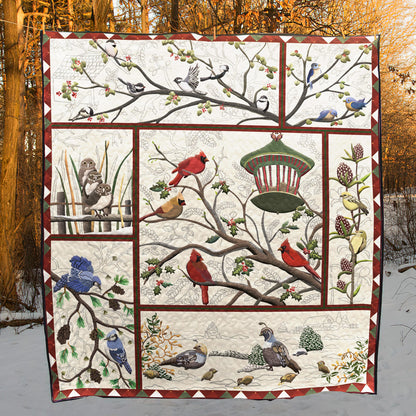 Christmas Cardinal Bird CLA1110080Q Quilt Blanket