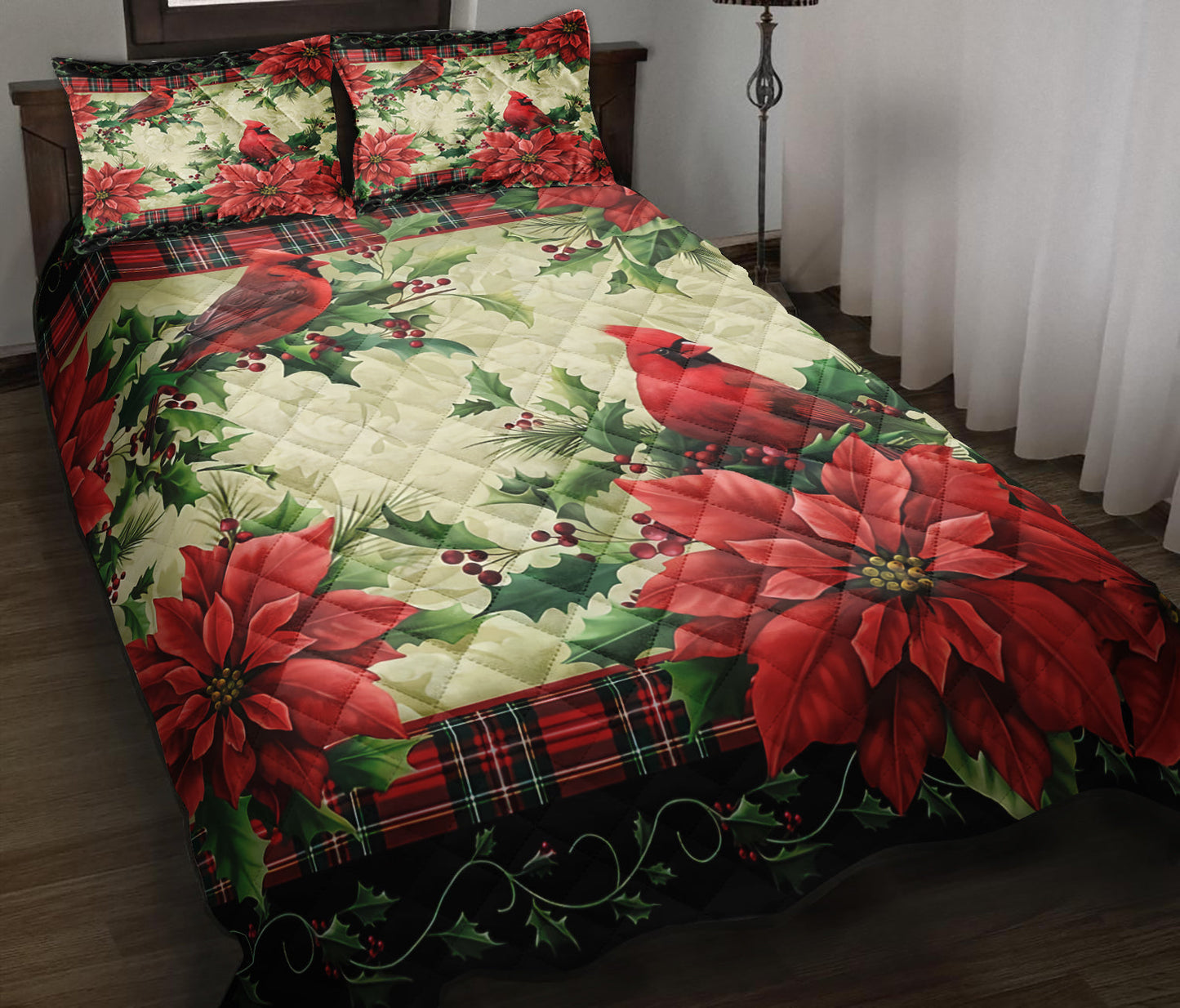 Christmas Cardinal Quilt Bedding Set MN2909001