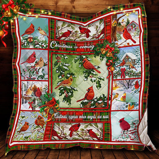 Christmas Cardinals Bird CLA0412658Q Quilt Blanket