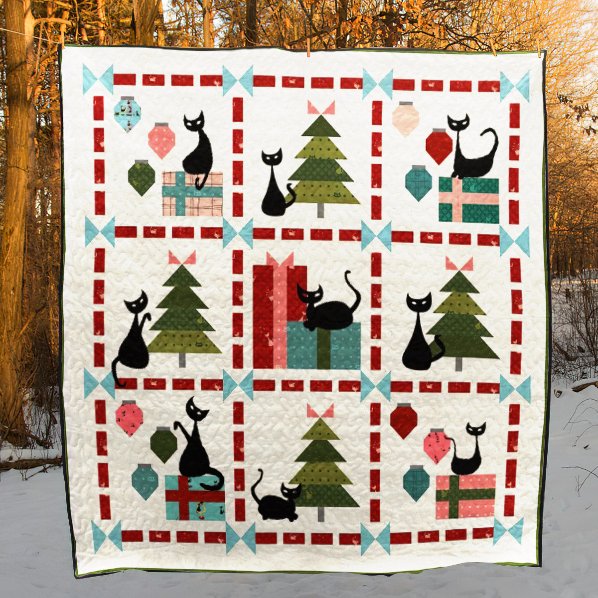 Christmas Cat HN151007D Quilt Blanket