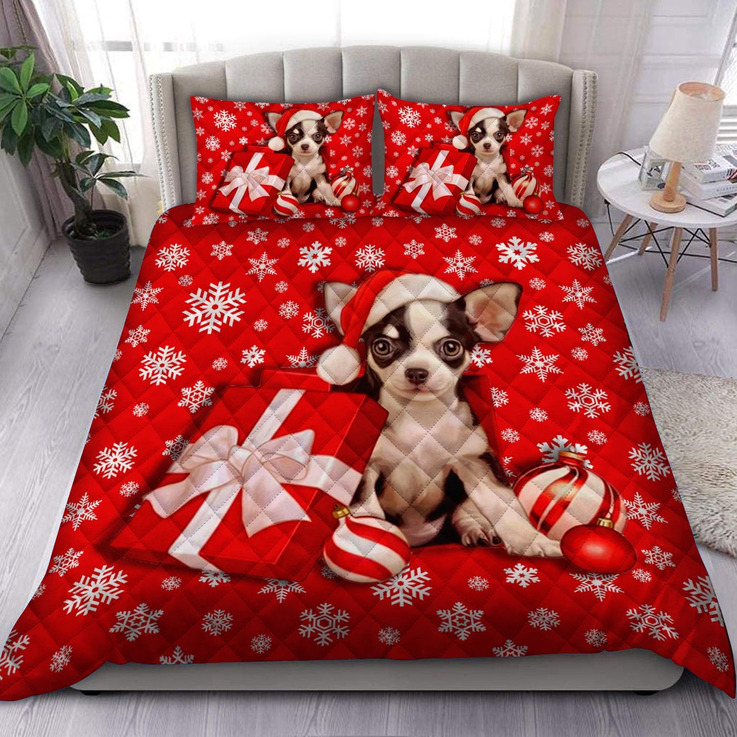 Christmas Chihuahua Quilt Bedding Set HM290903D