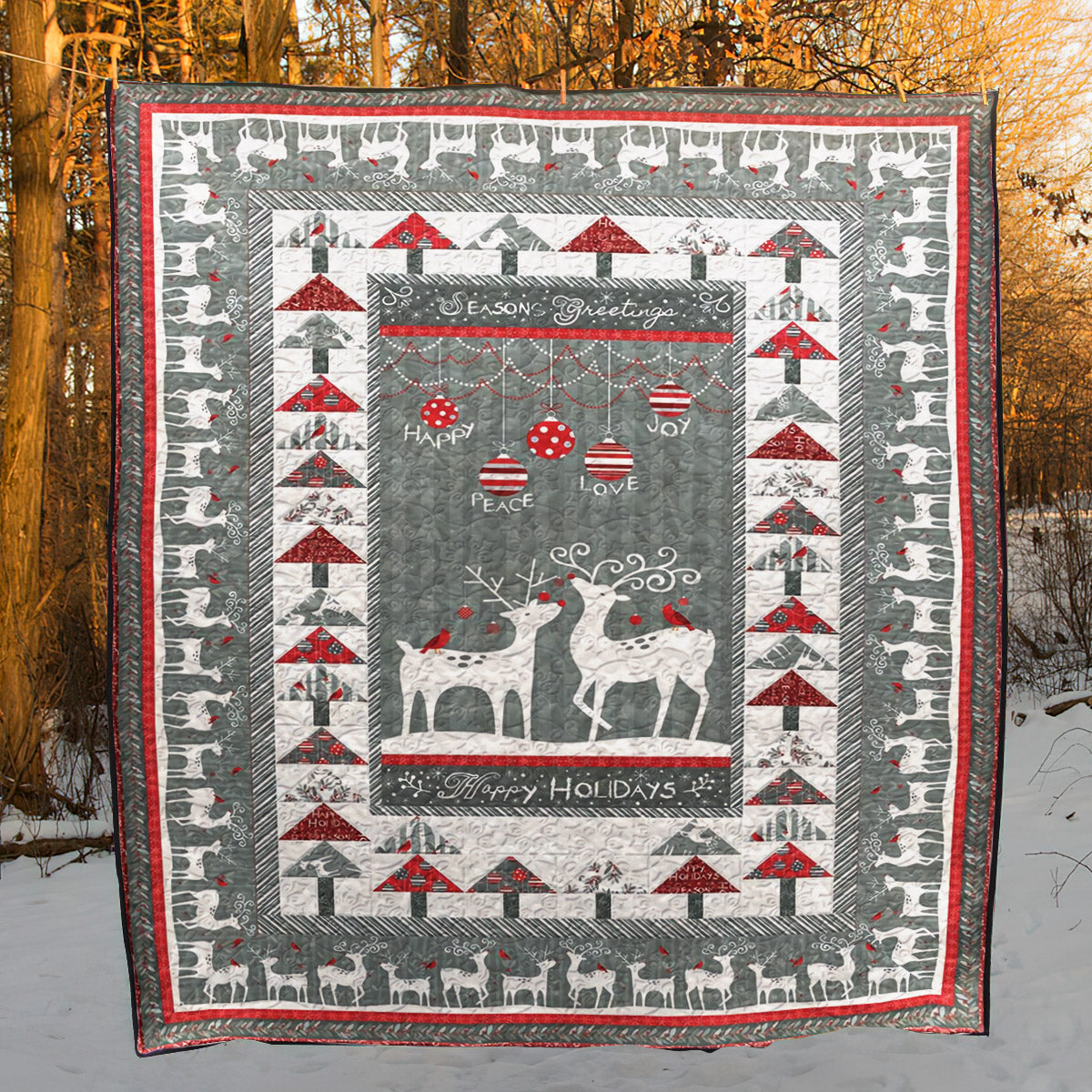 Christmas Deer CLA2110119Q Quilt Blanket