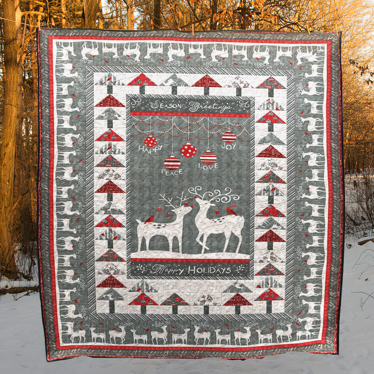 Christmas Deer CLA2110120Q Quilt Blanket