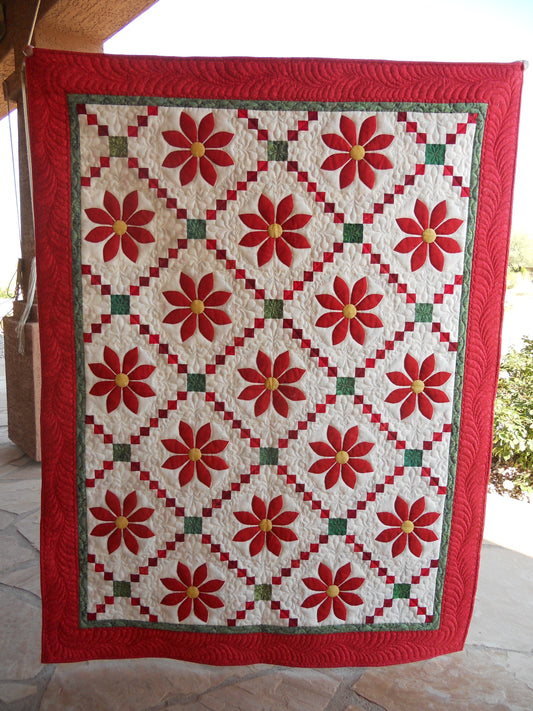 Christmas Flowers CLA0111192Q Quilt Blanket