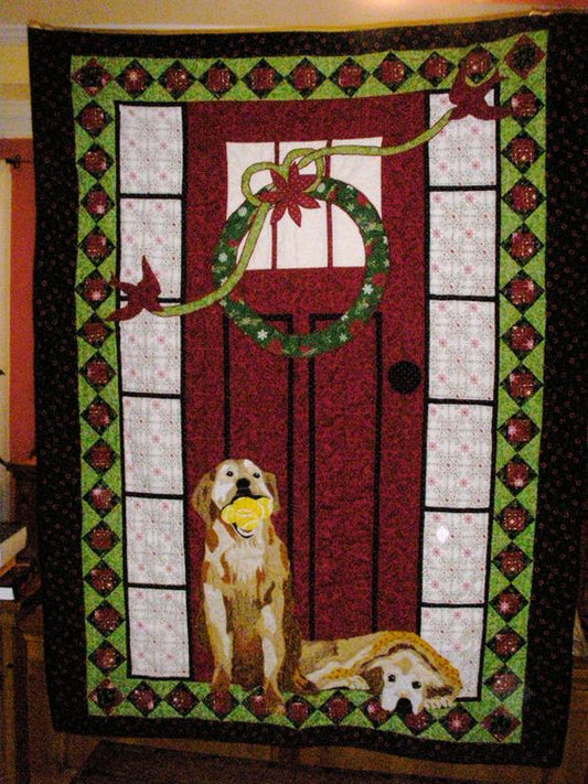 Christmas Golden Retriever CLA1010216Q Quilt Blanket