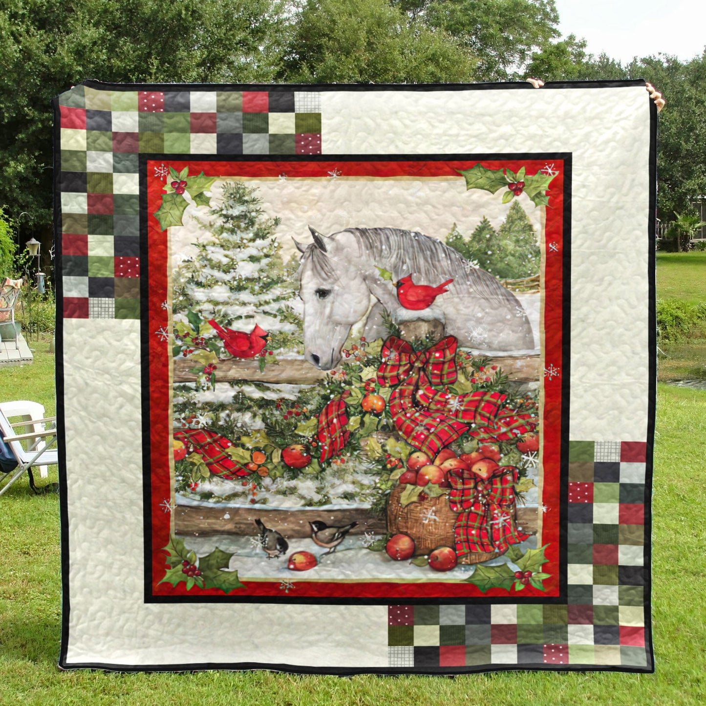 Christmas Horse CLA2110124Q Quilt Blanket