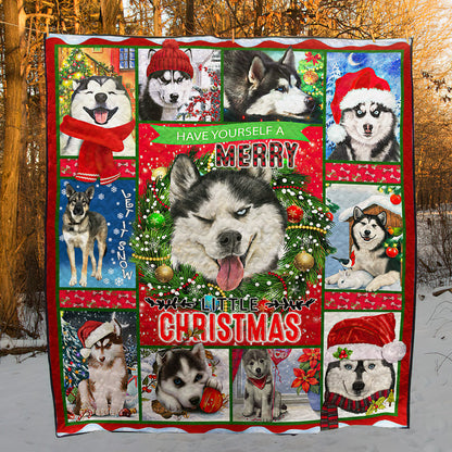 Christmas Husky HM031103D Quilt Blanket