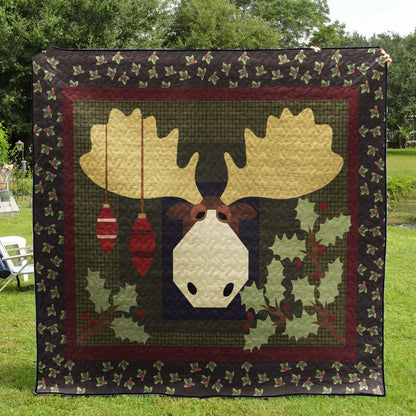 Christmas Moose CLA0511235Q Quilt Blanket